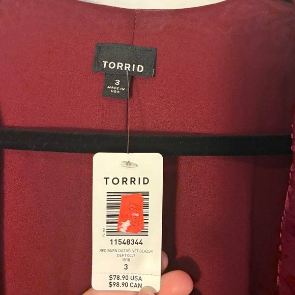 Torrid Size 3 Burn Out Velvet Blazer - Picture 3 of 8